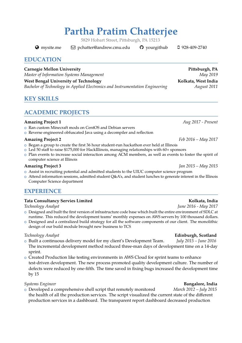Resume Template for Software Engineer