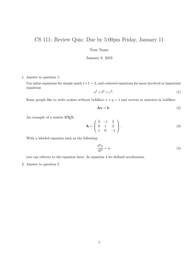 CS 111 Homework 1 (Review Quiz)