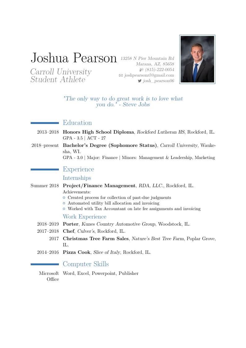 Joshua Pearson's Résumé