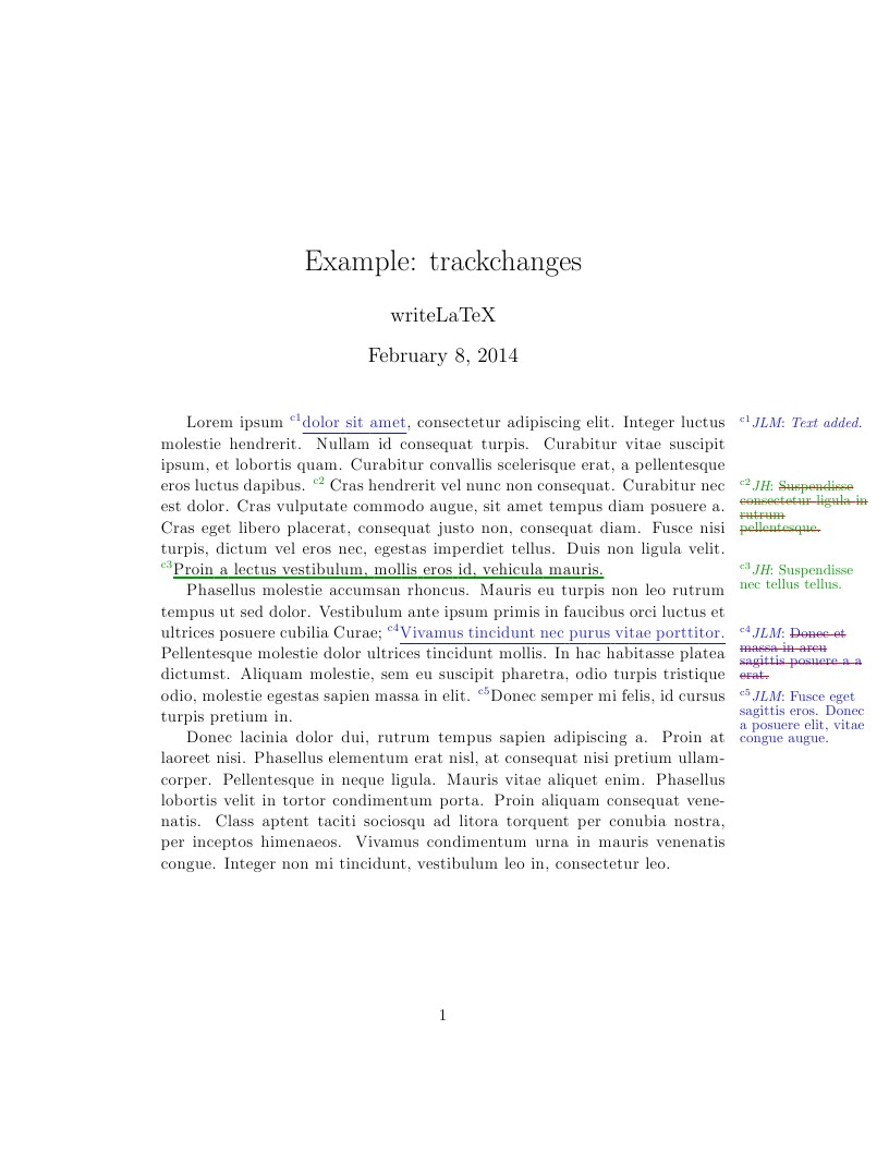 Track Changes in LaTeX with trackchanges