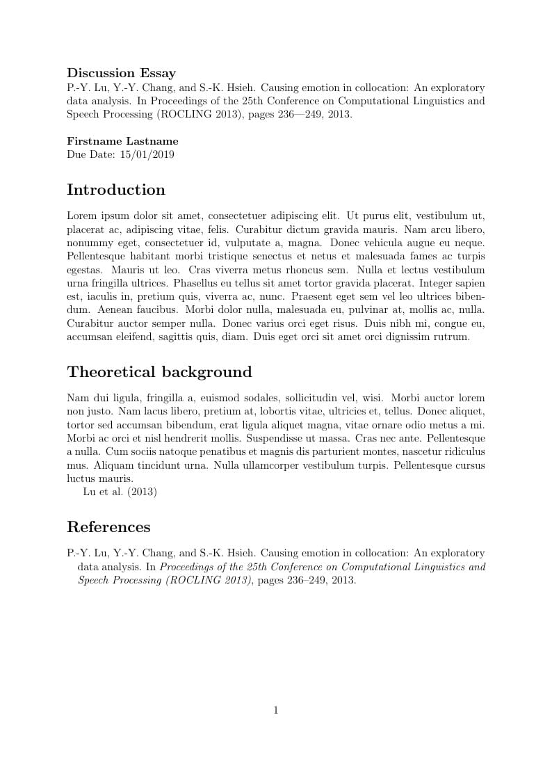 Discussion Essay Template