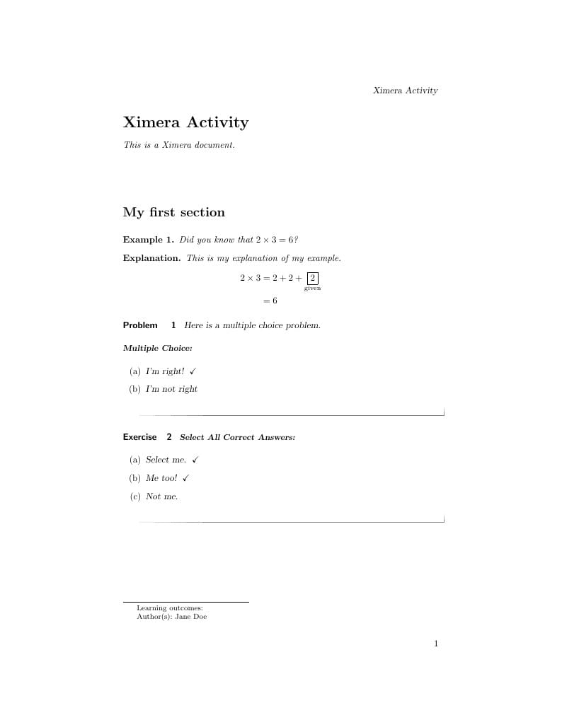 Ximera Activity