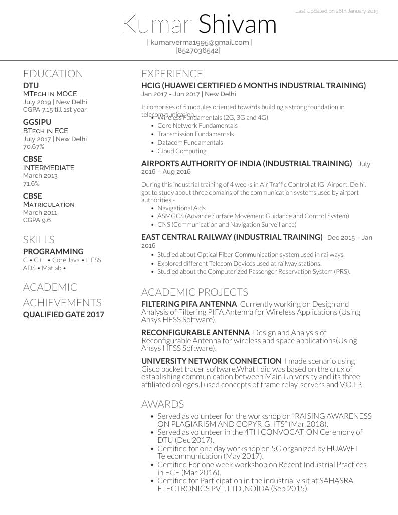 Kumar Shivam's CV