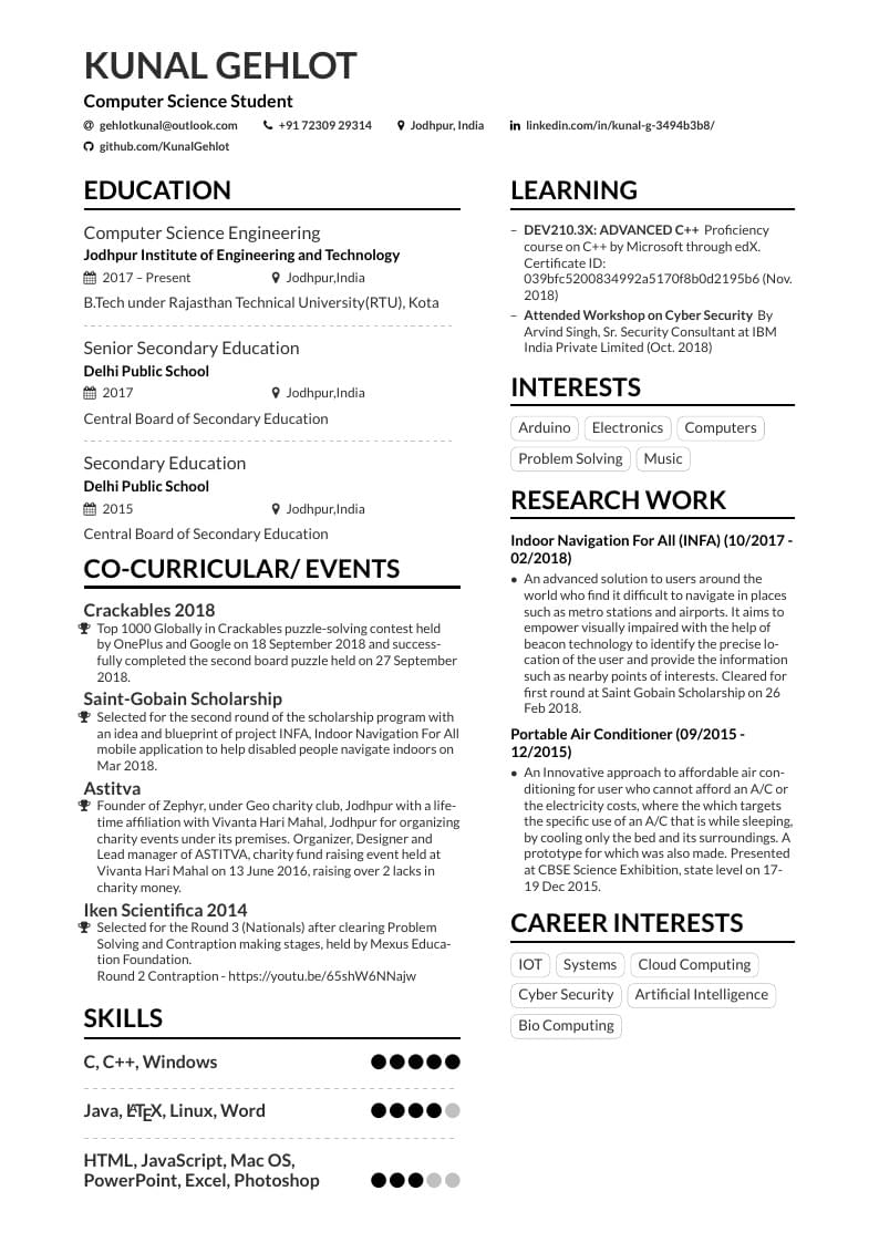 Kunal Gehlot's Resume