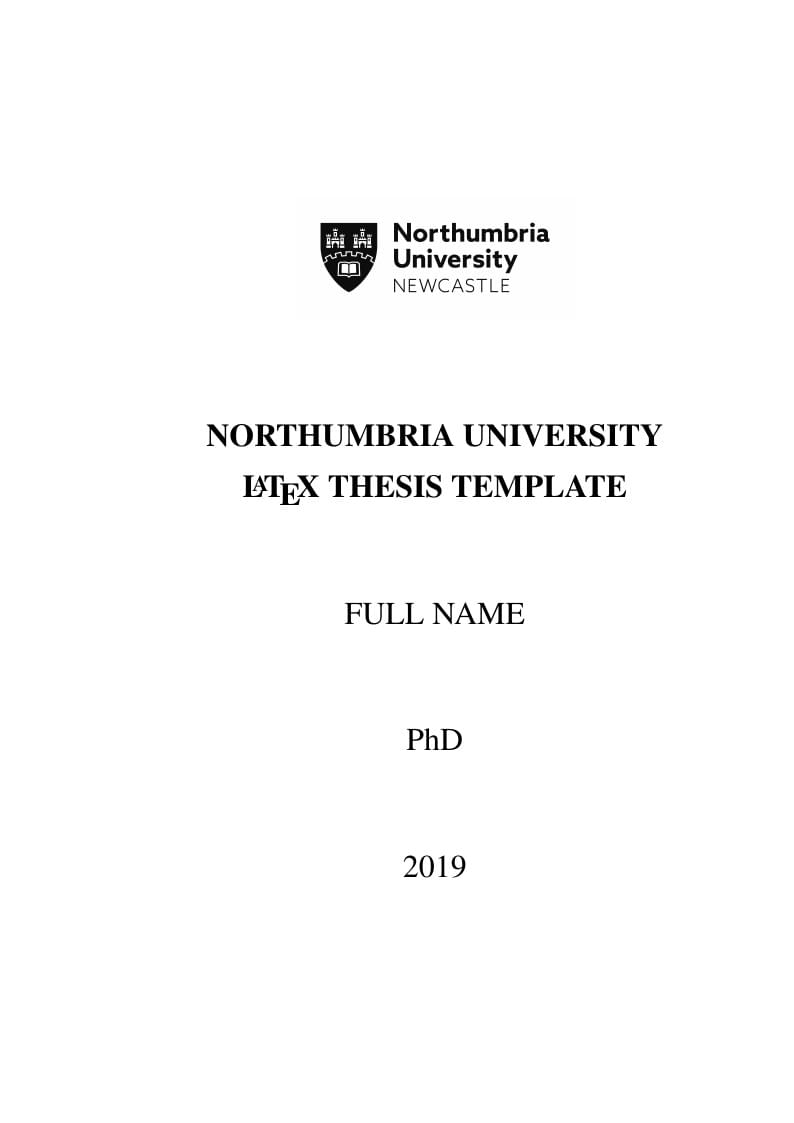 Northumbria University PhD Thesis Template