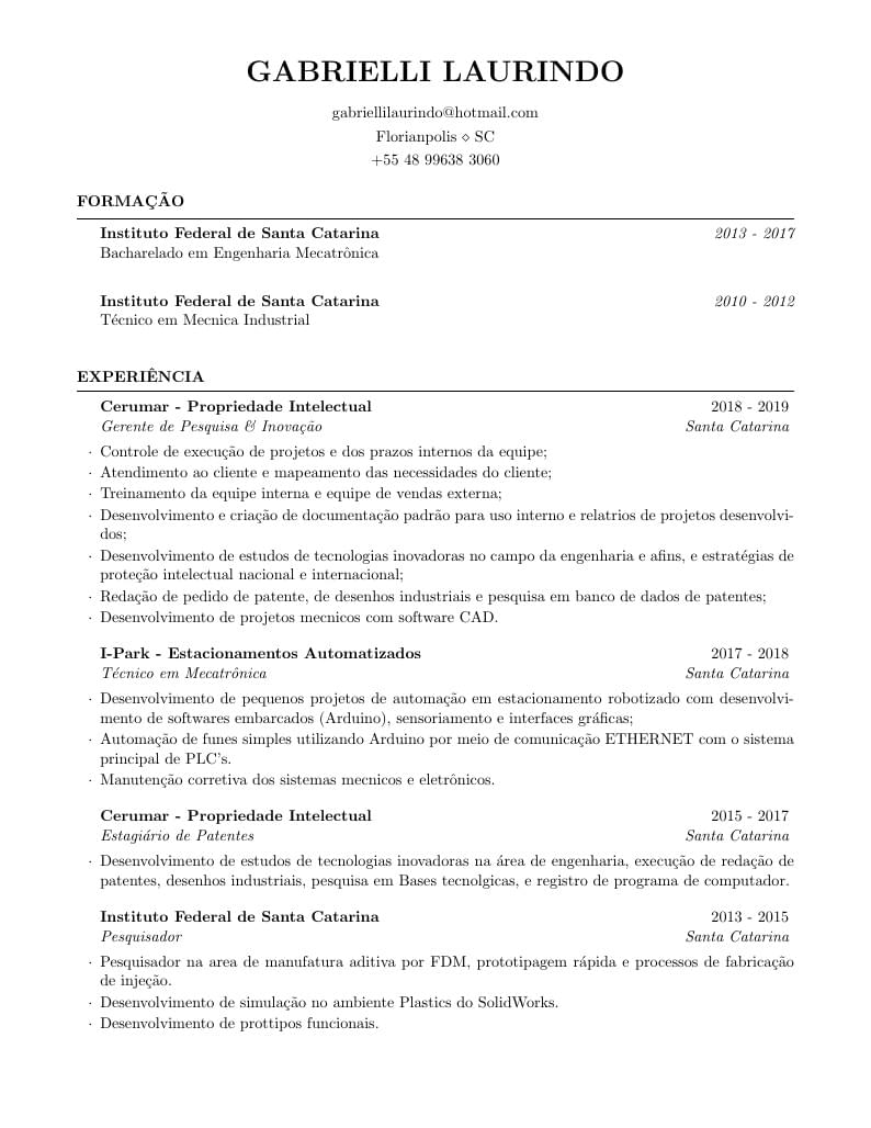 Gabrielli Laurindo's CV