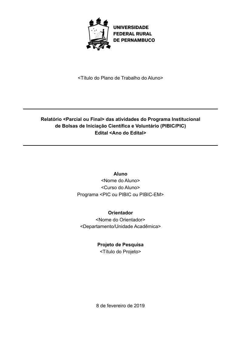 Template Relatório - PIBIC PIC UFRPE