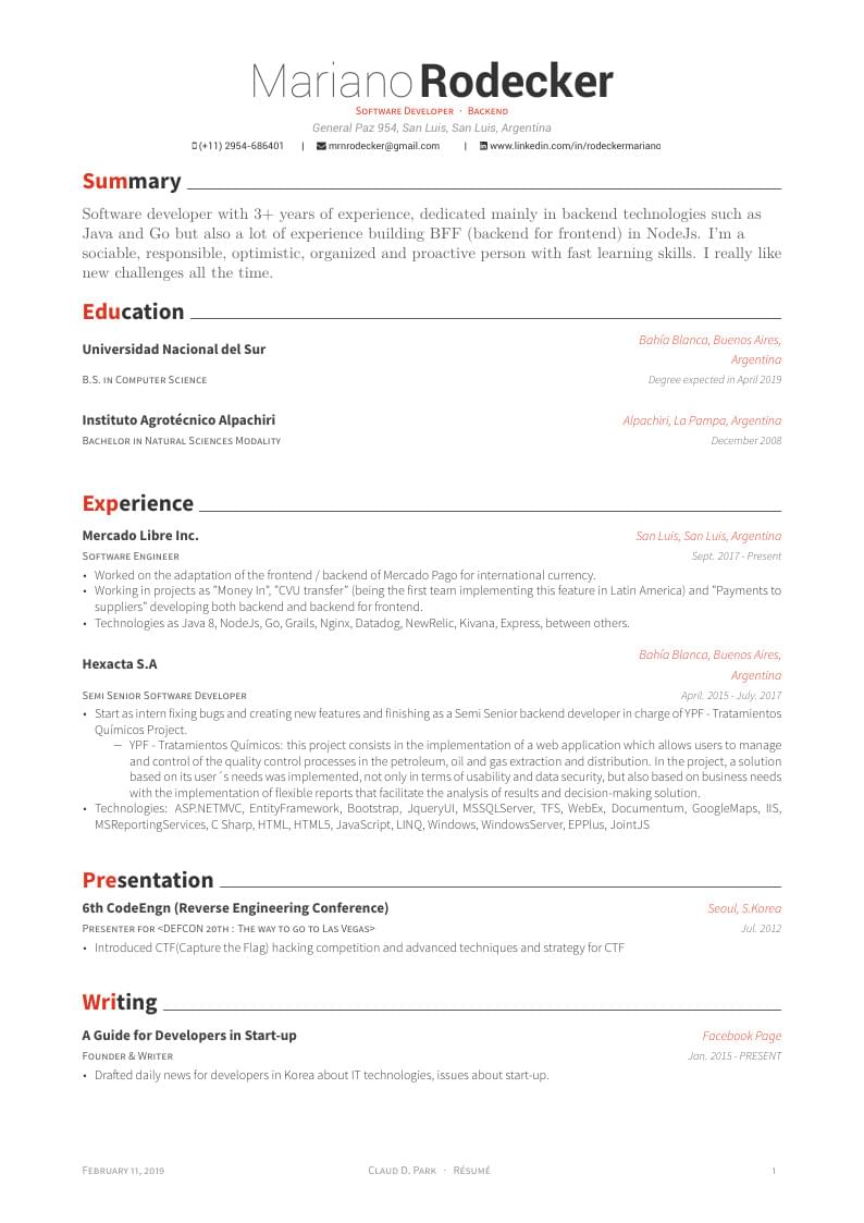 MarianoRodecker's CV 2019