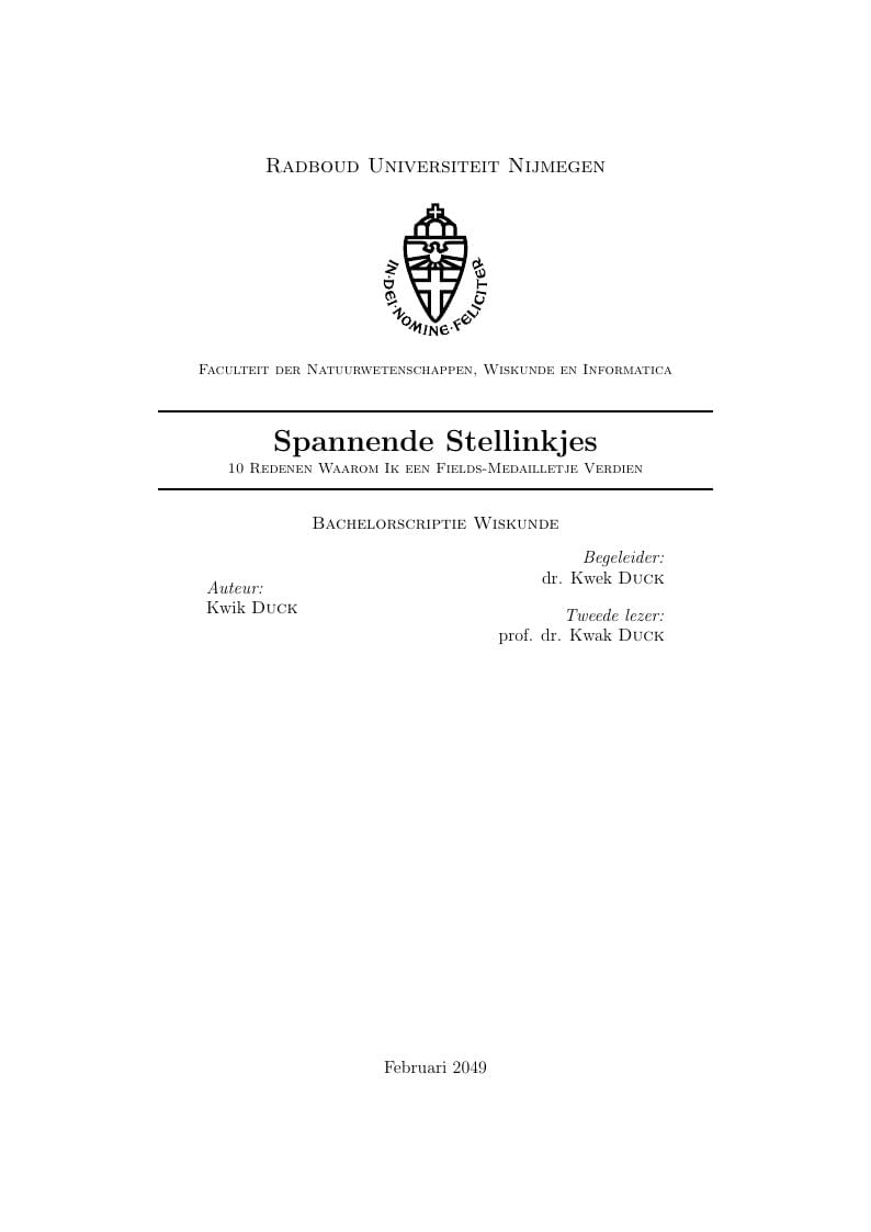 Radboud University - Mathematics Thesis template NL