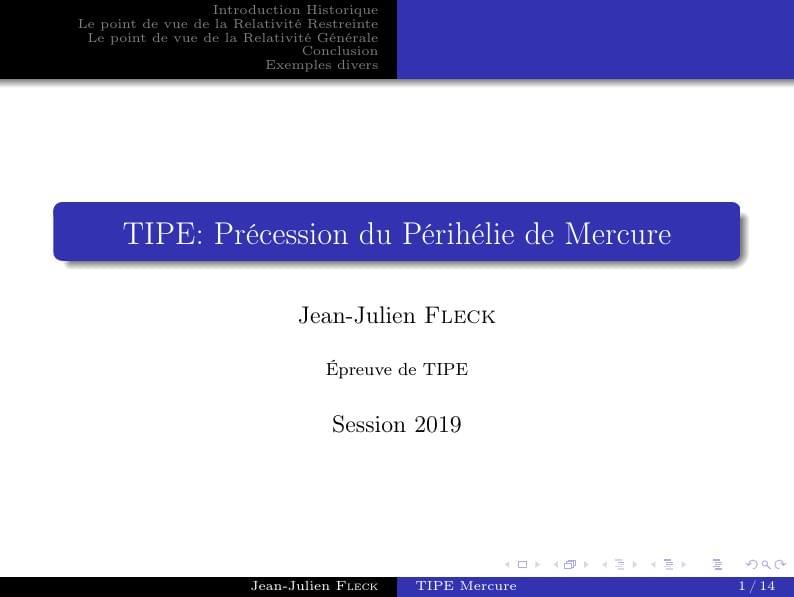 Présentation Beamer pour TIPE 2019