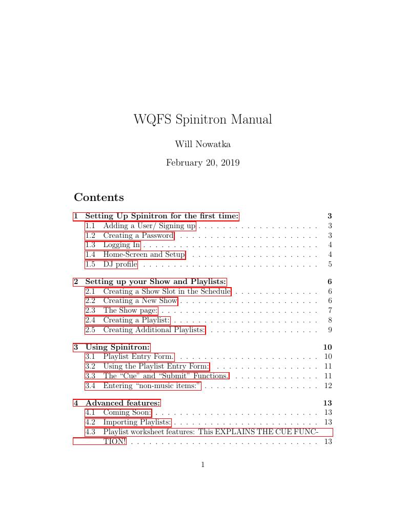WQFS Spinitron Manual