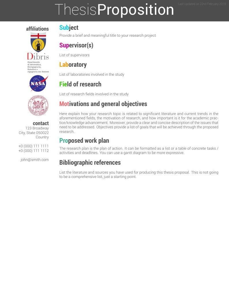 Thesis Topic Proposal Template