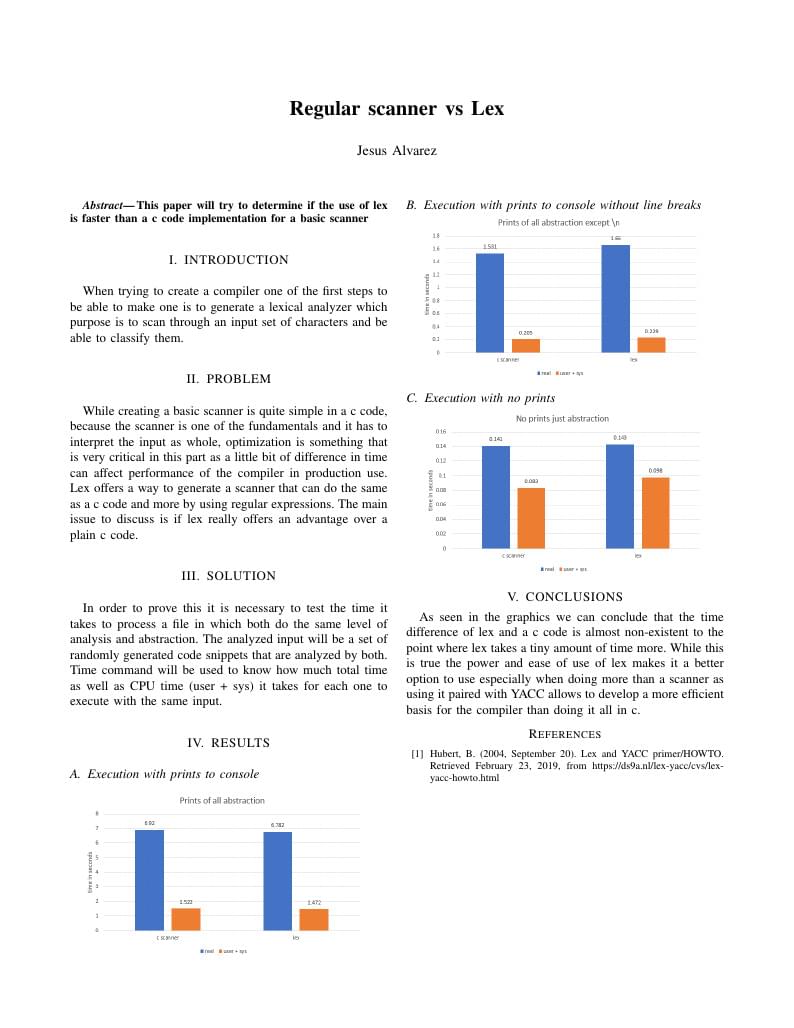 Regular scanner vs Lex