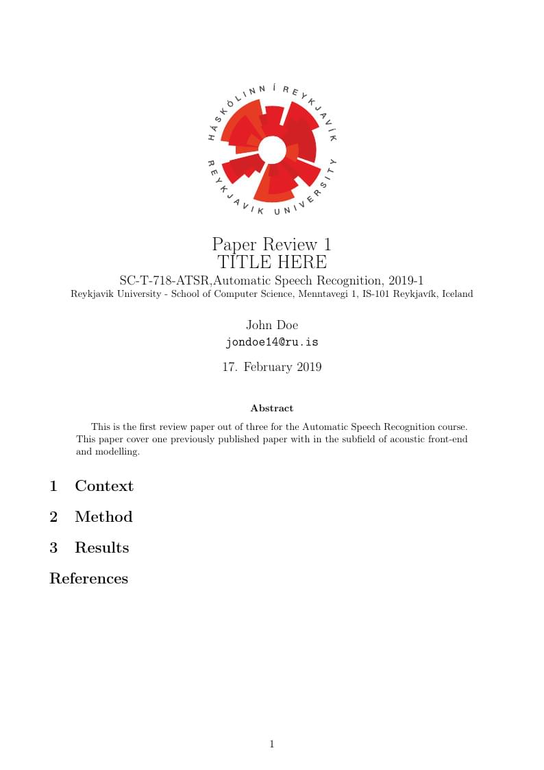 Reykjavik University Assignment