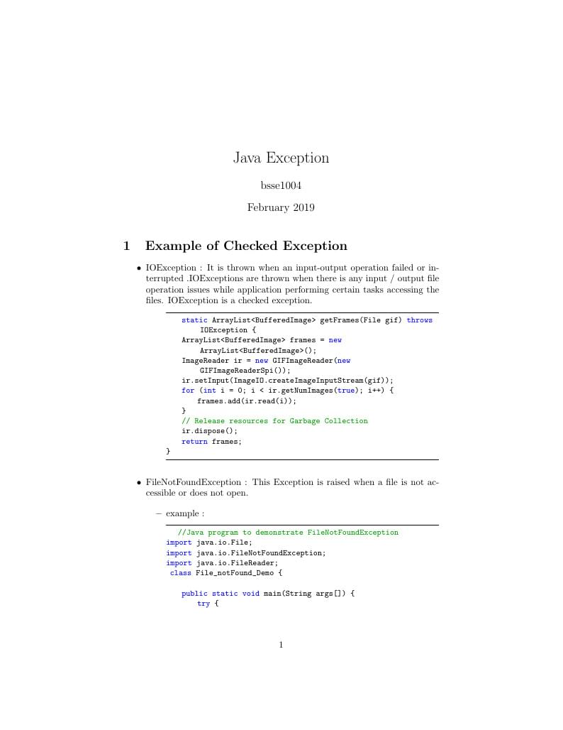 Java Exceptions