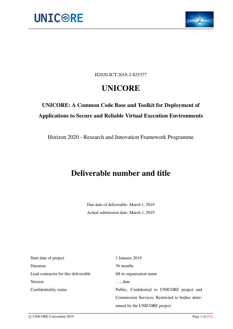 LaTeX Template for the UNICORE project