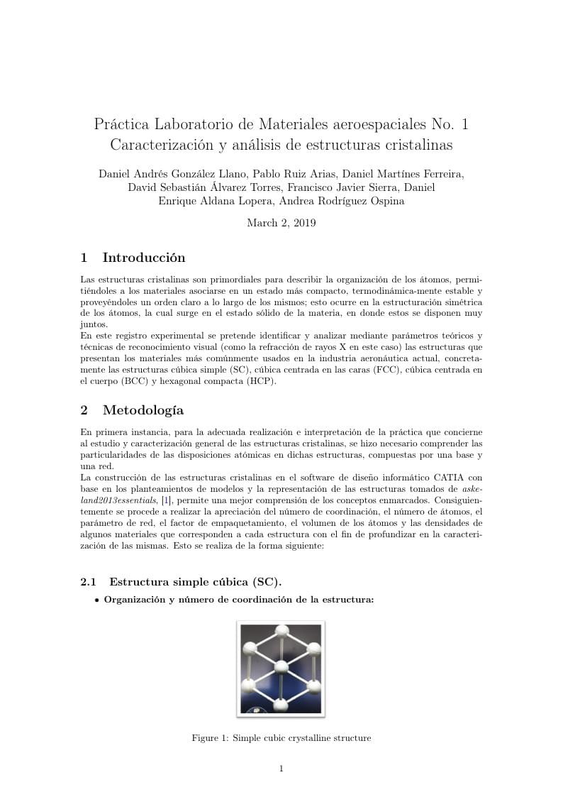Práctica Laboratorio de Materiales aeroespaciales No. 1
