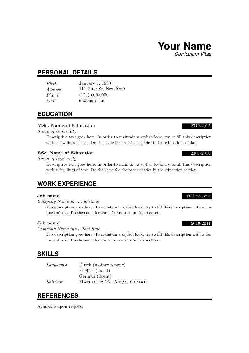 Your new CV