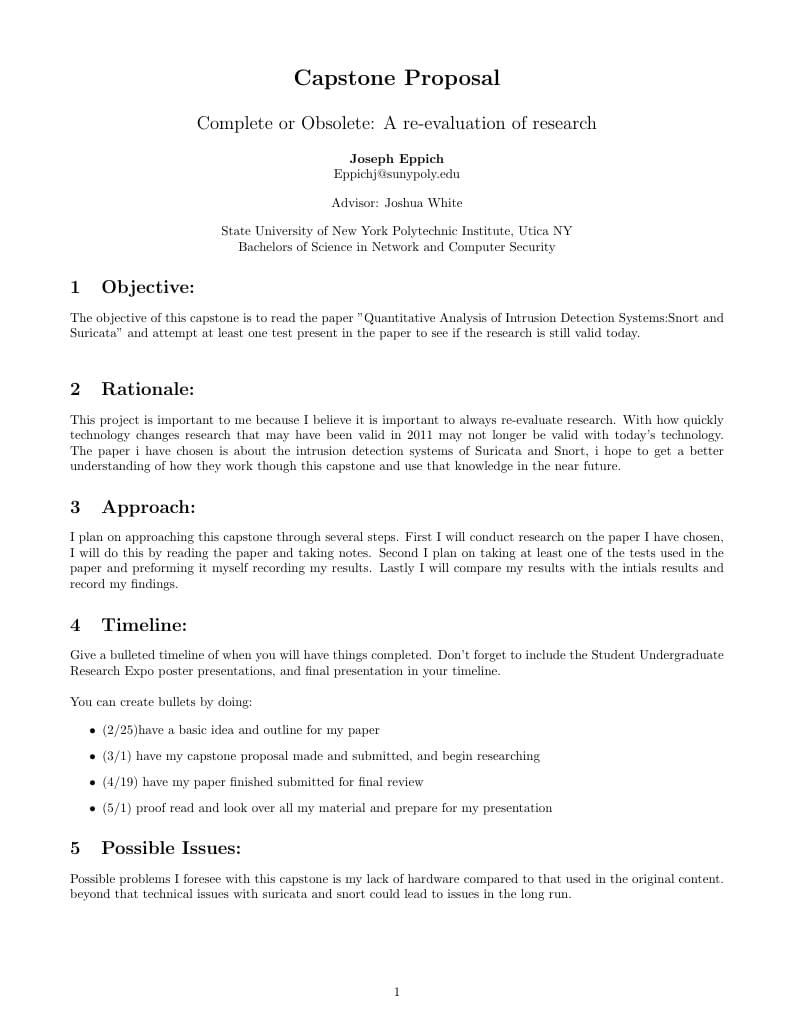 Undergraduate Project Capstone Proposal