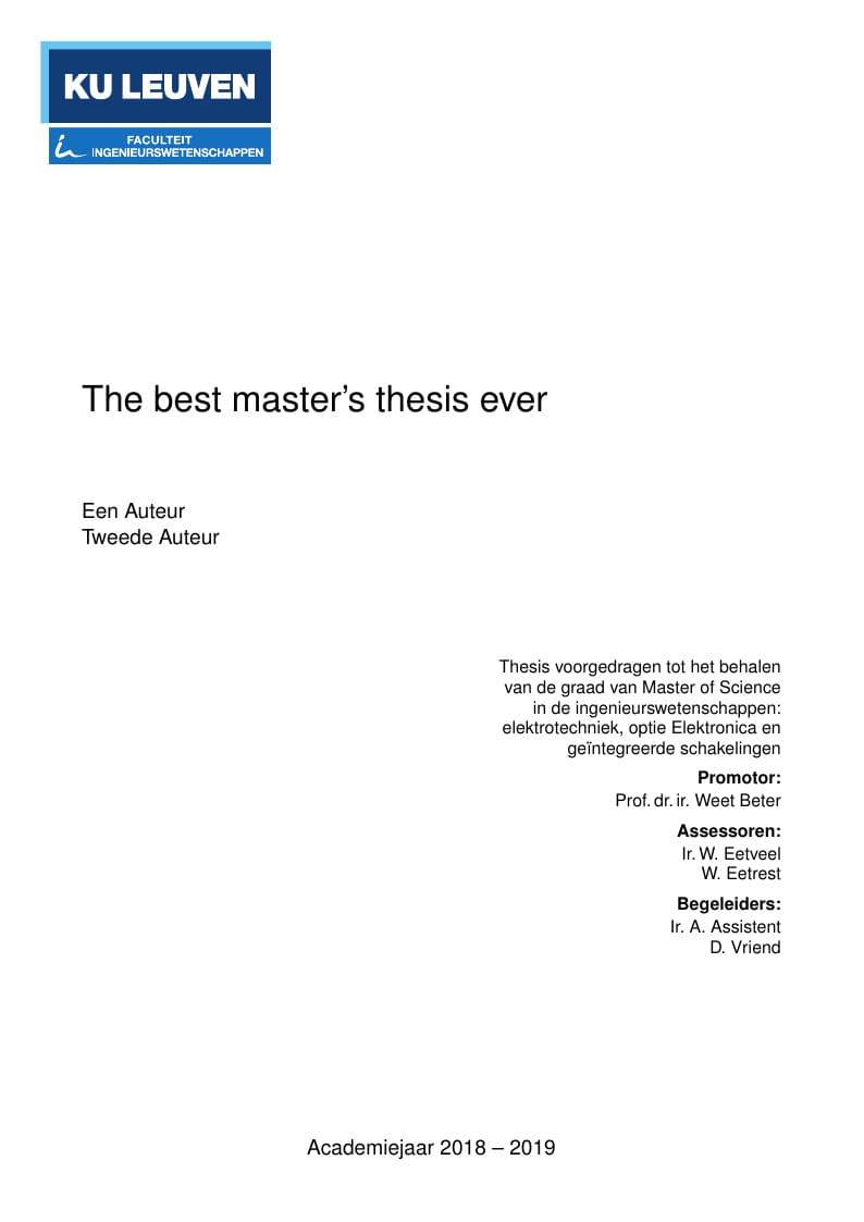 KU Leuven Faculty of Engineering Science Masters Thesis Template