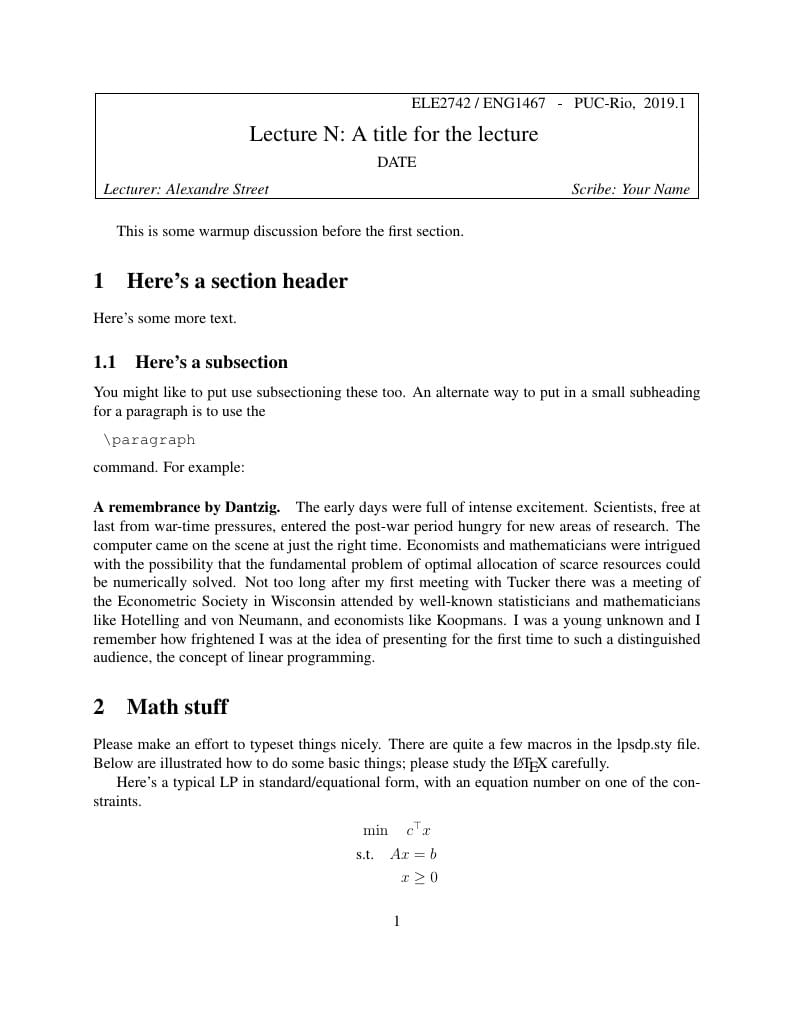 PUC-Rio Optimization 2019.1