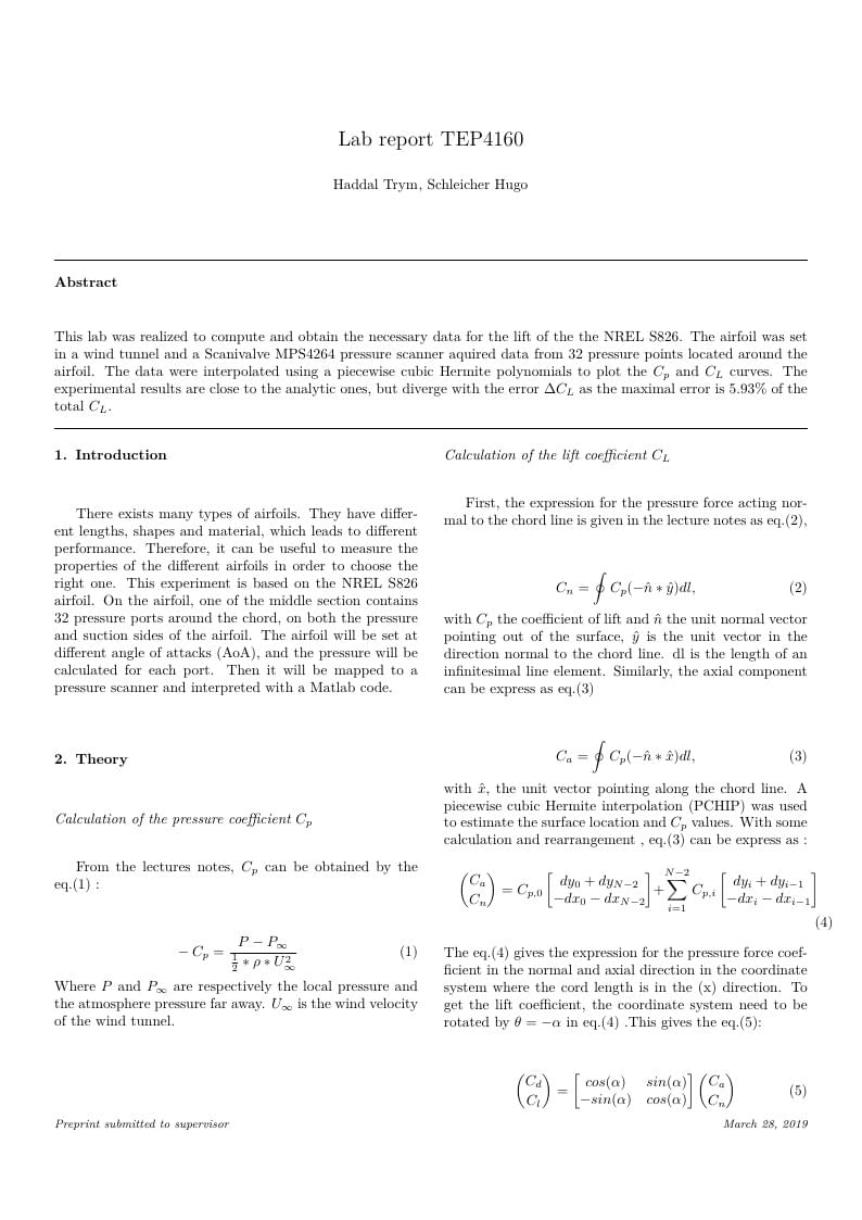 Aerodynamic Report