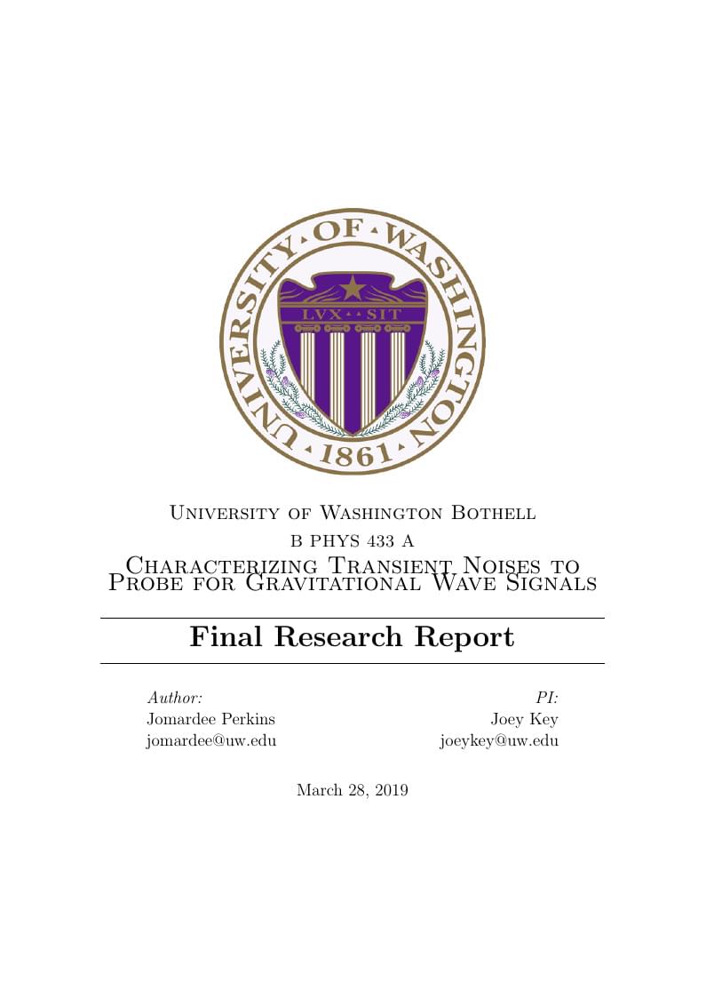 Research Report of Characterizing Transient Noise Sources to Find Gravitational wave Signals From Black Holes