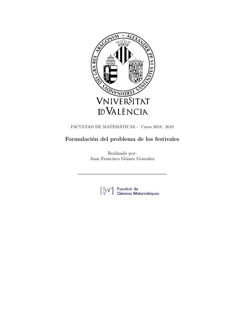 Formulación del problema de los festivales