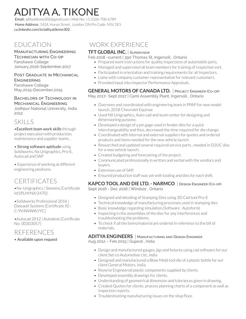 Aditya Tikone's Résumé