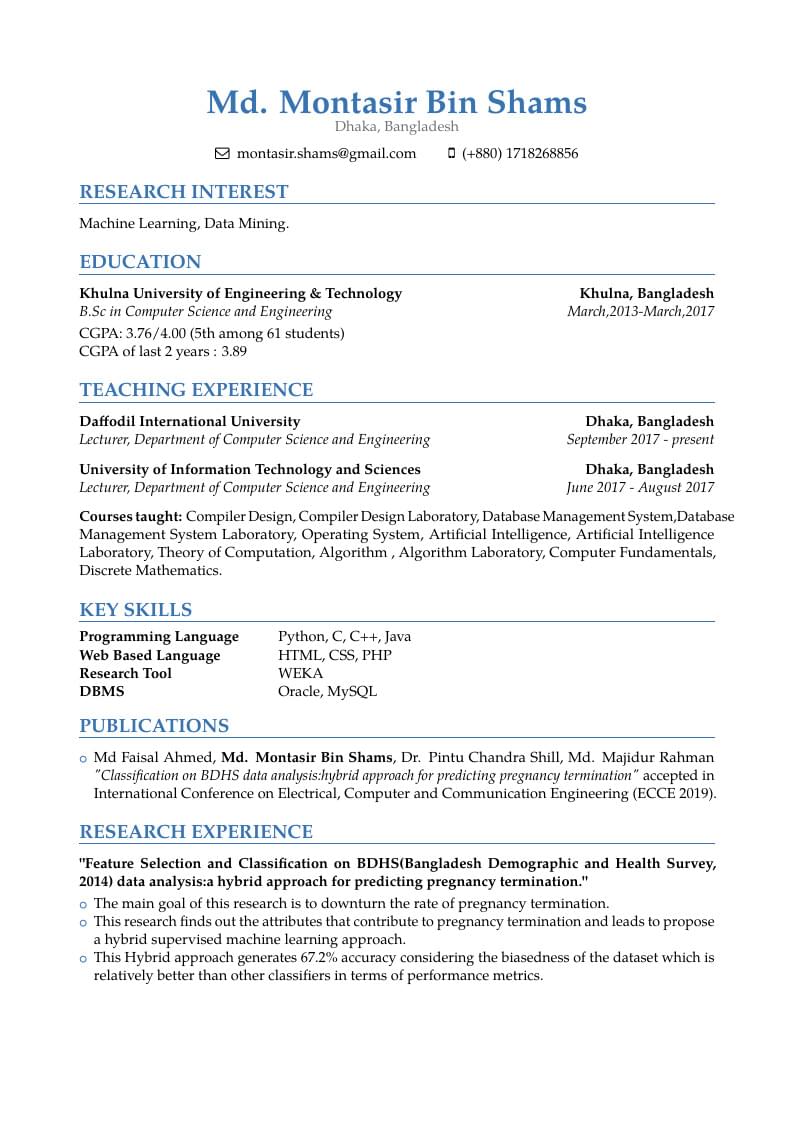 Montasir's Complete CV