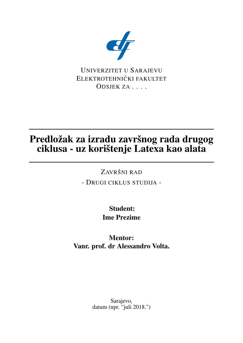 ETF Sarajevo - Završni rad drugog ciklusa