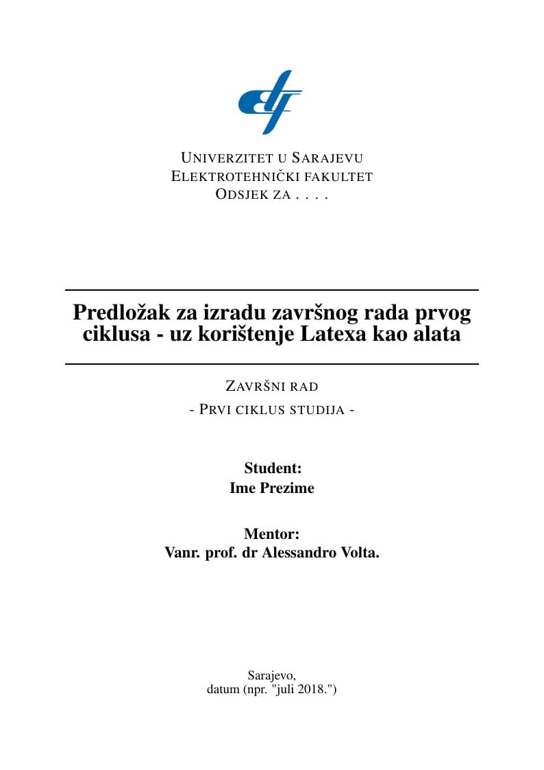 ETF Sarajevo - Završni rad prvog ciklusa