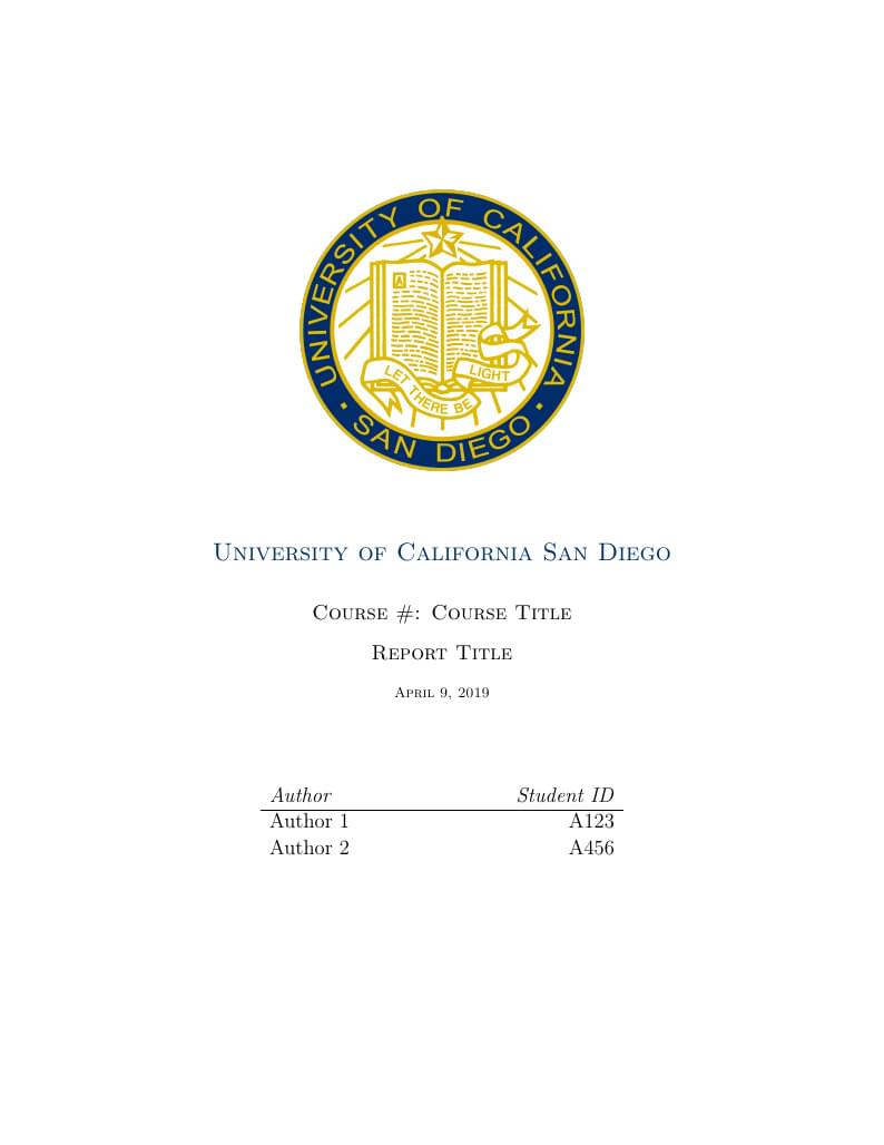 UCSD Report Template
