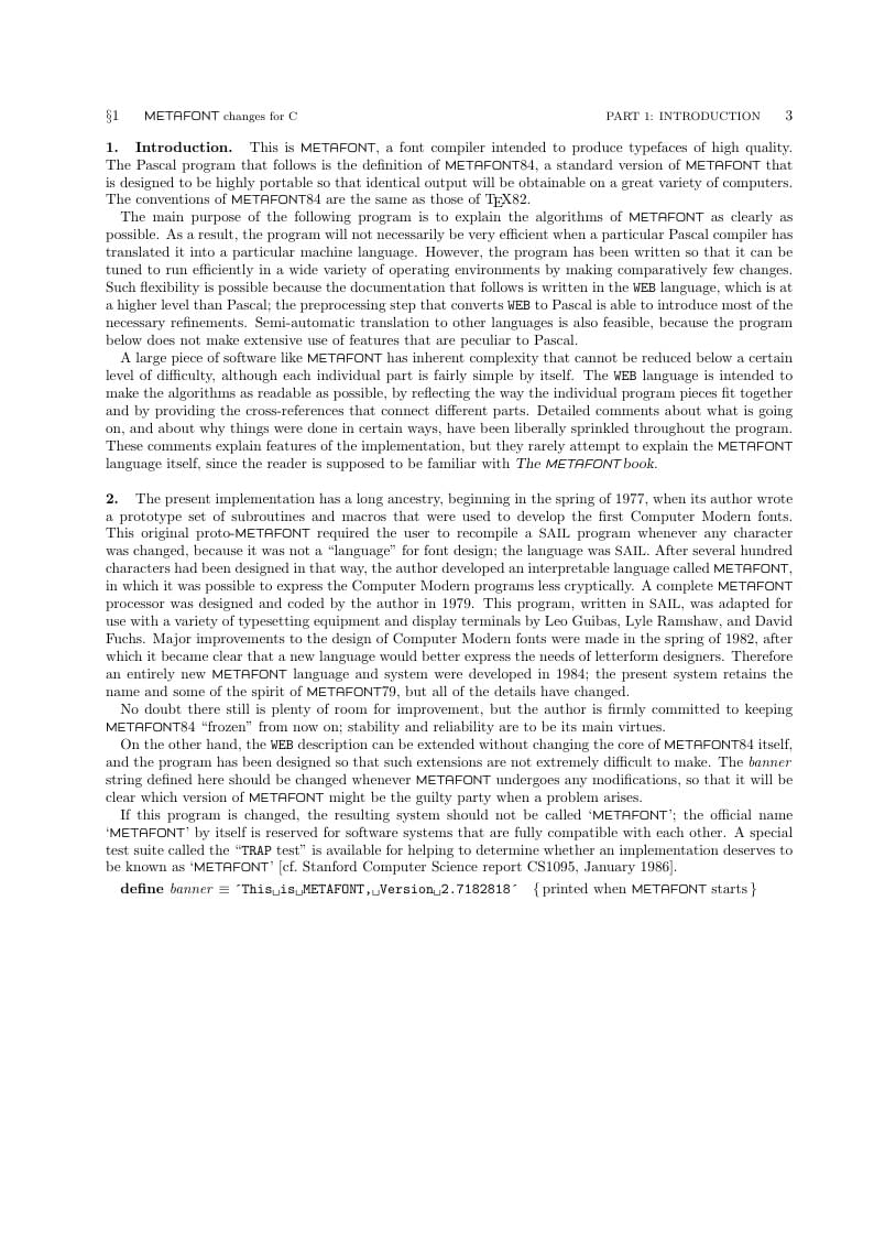 Typeset the source code documentation for MetaFont