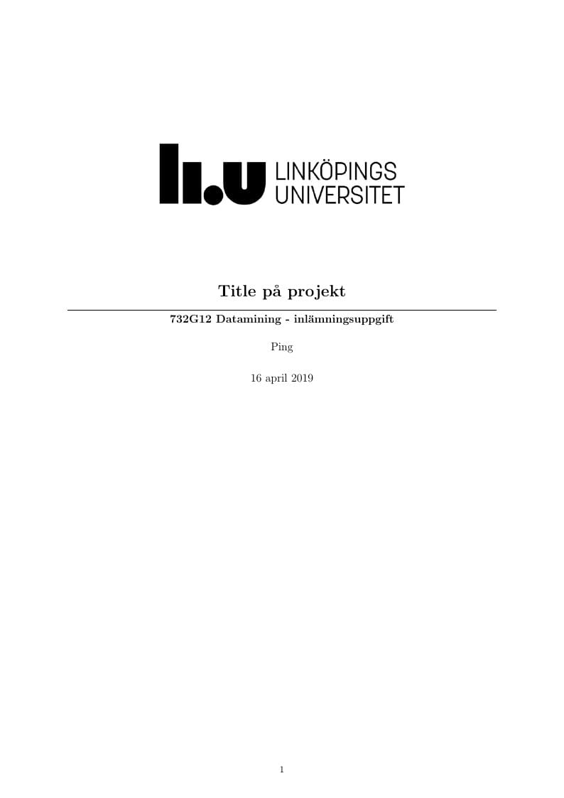 Rapportmall IDA LiU Linköpings universitet