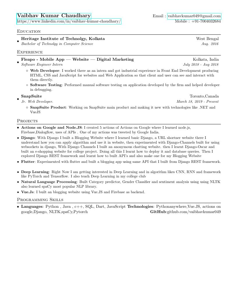 Vaibhav Kumar Chaudhary's CV