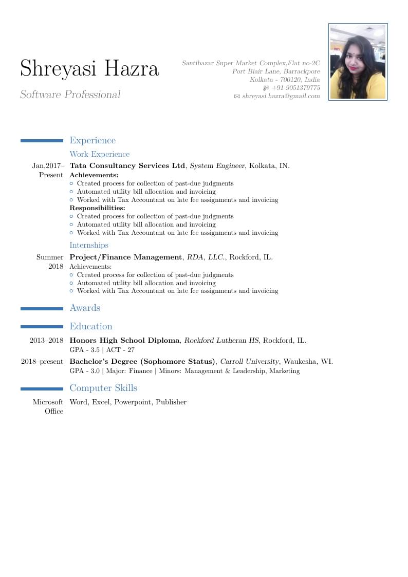 Shreyasi Hazra's CV