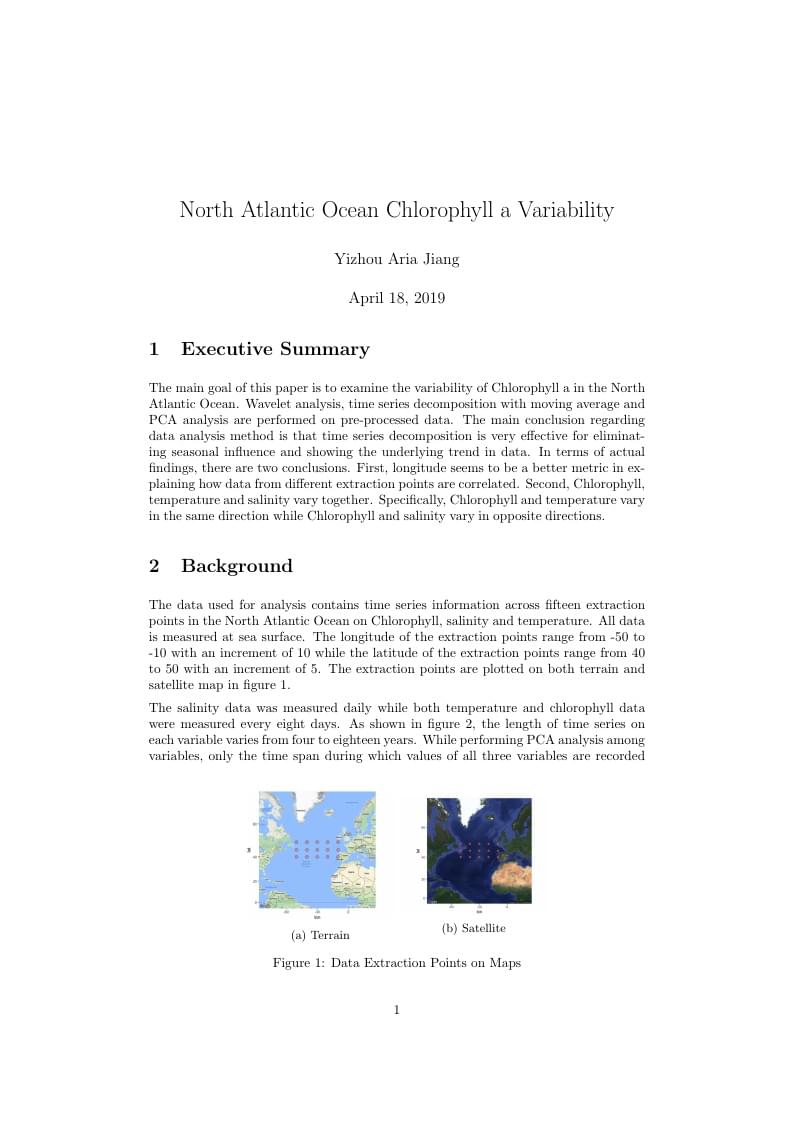 North Atlantic Ocean Chlorophyll a Variability