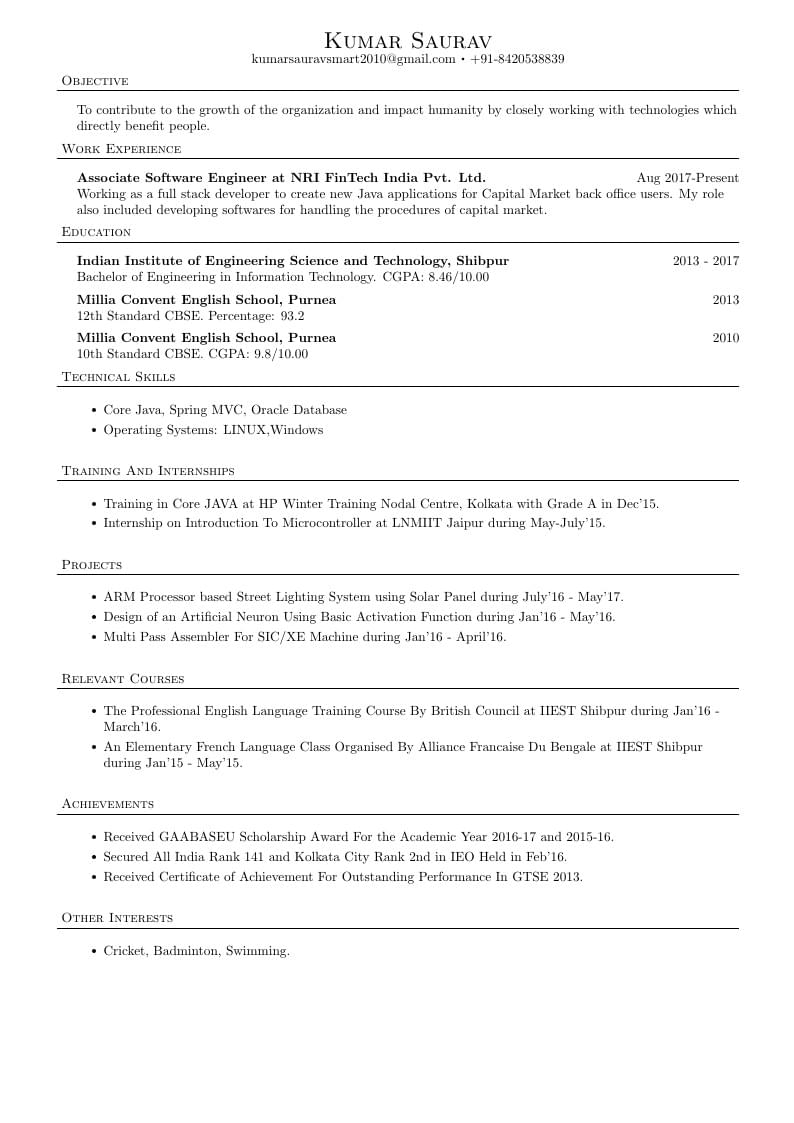 Kumar Saurav's Resume
