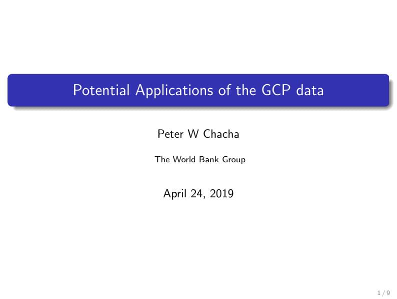 Potential Application of the GCP