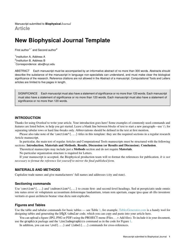 Biophysical Journal Template