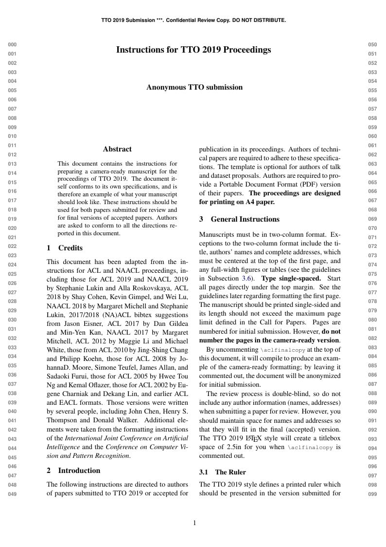 Instructions for TTO 2019 Papers