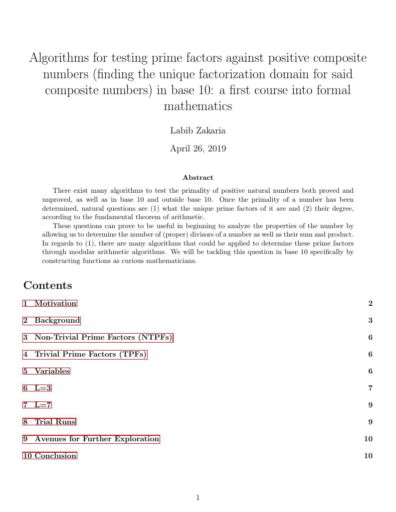 Algorithms for testing non-trivial prime factors against composite numbers