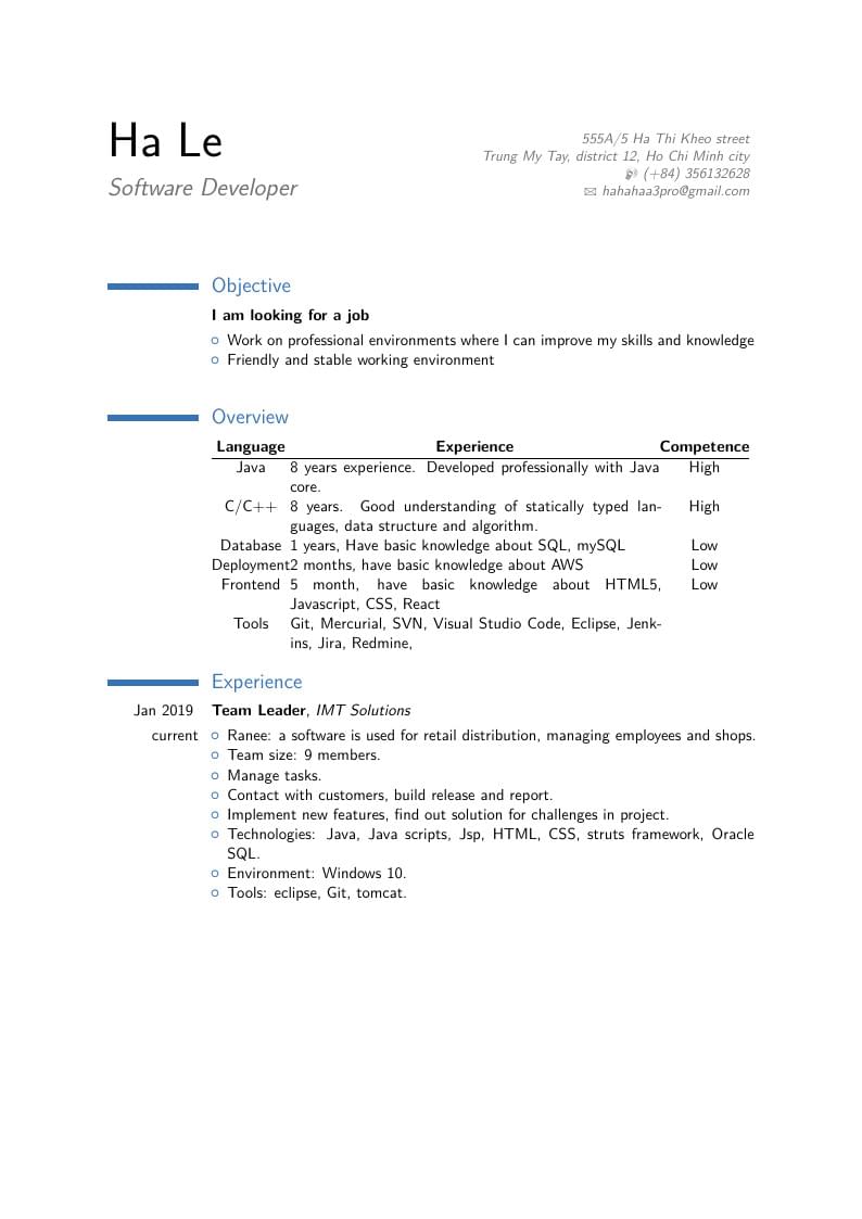 Ha Le's CV