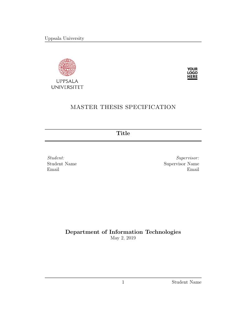 Dept of Information Technologies Master Thesis Proposal Template