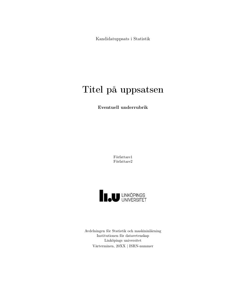 LiU STIMA Bachelor Thesis Template